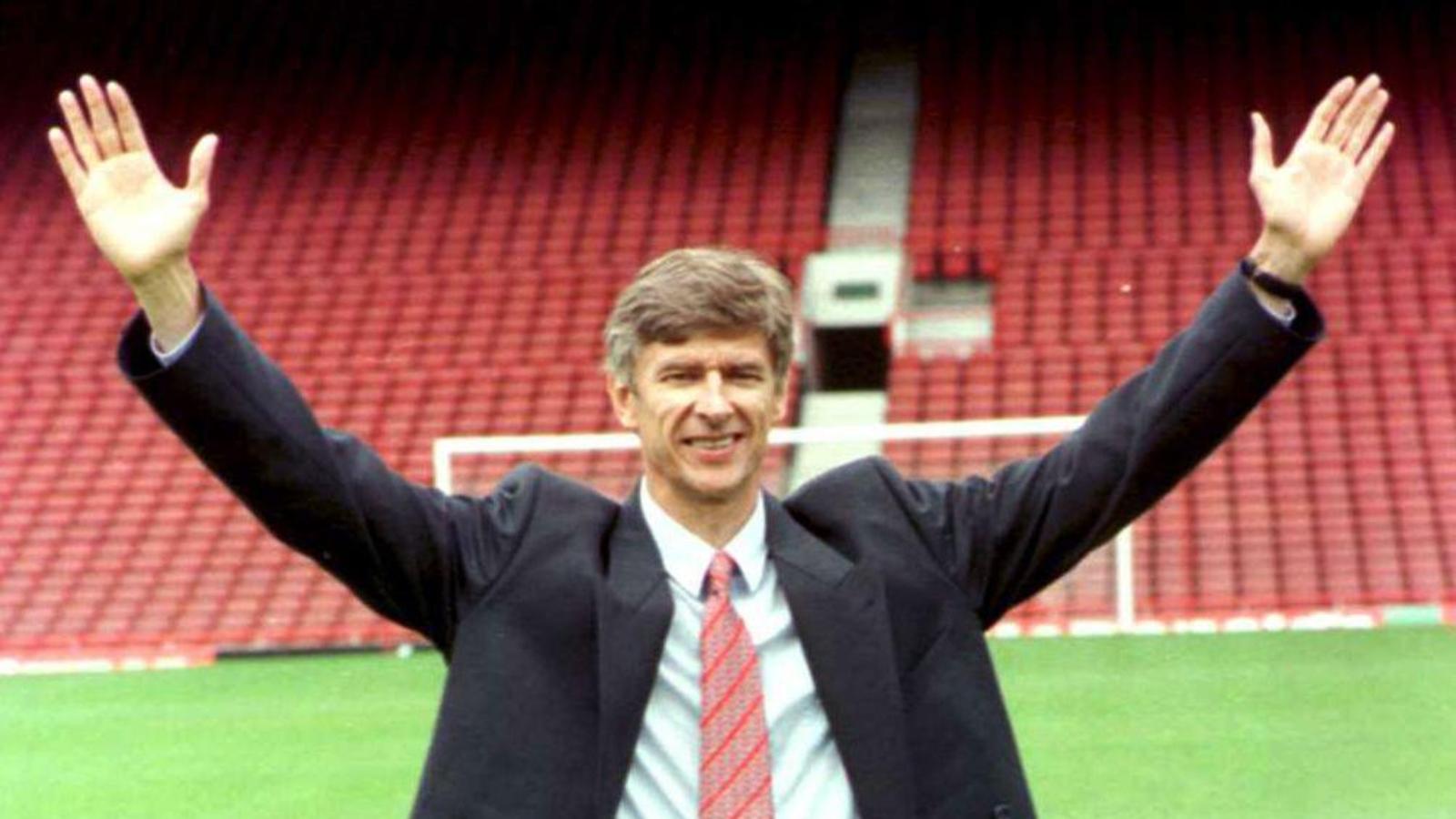 Arsenal manager Arsene Wenger is unveiled to the media after his surprise appointment at Highbury Stadium, London, September 1996.