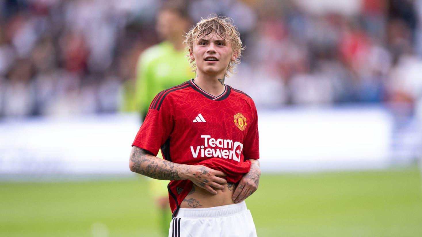 Isak Hansen-Aaroen (59) of Manchester United seen during a pre-season friendly between Manchester United and Leeds United