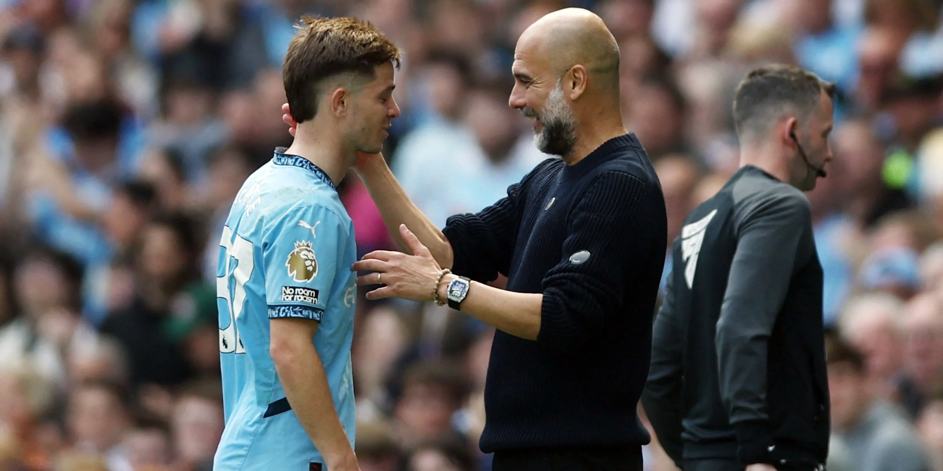 HLV Pep Guardiola và James McAtee của Man City - mục tiêu tiềm năng của Man Utd