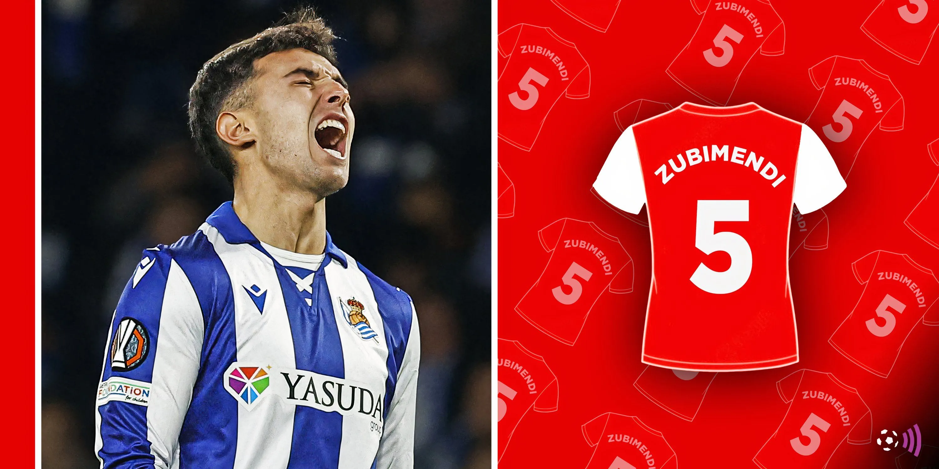 Hình ảnh minh họa cầu thủ Martin Zubimendi trong áo đấu Arsenal, liên quan tin đồn chuyển nhượng của Pháo thủ.