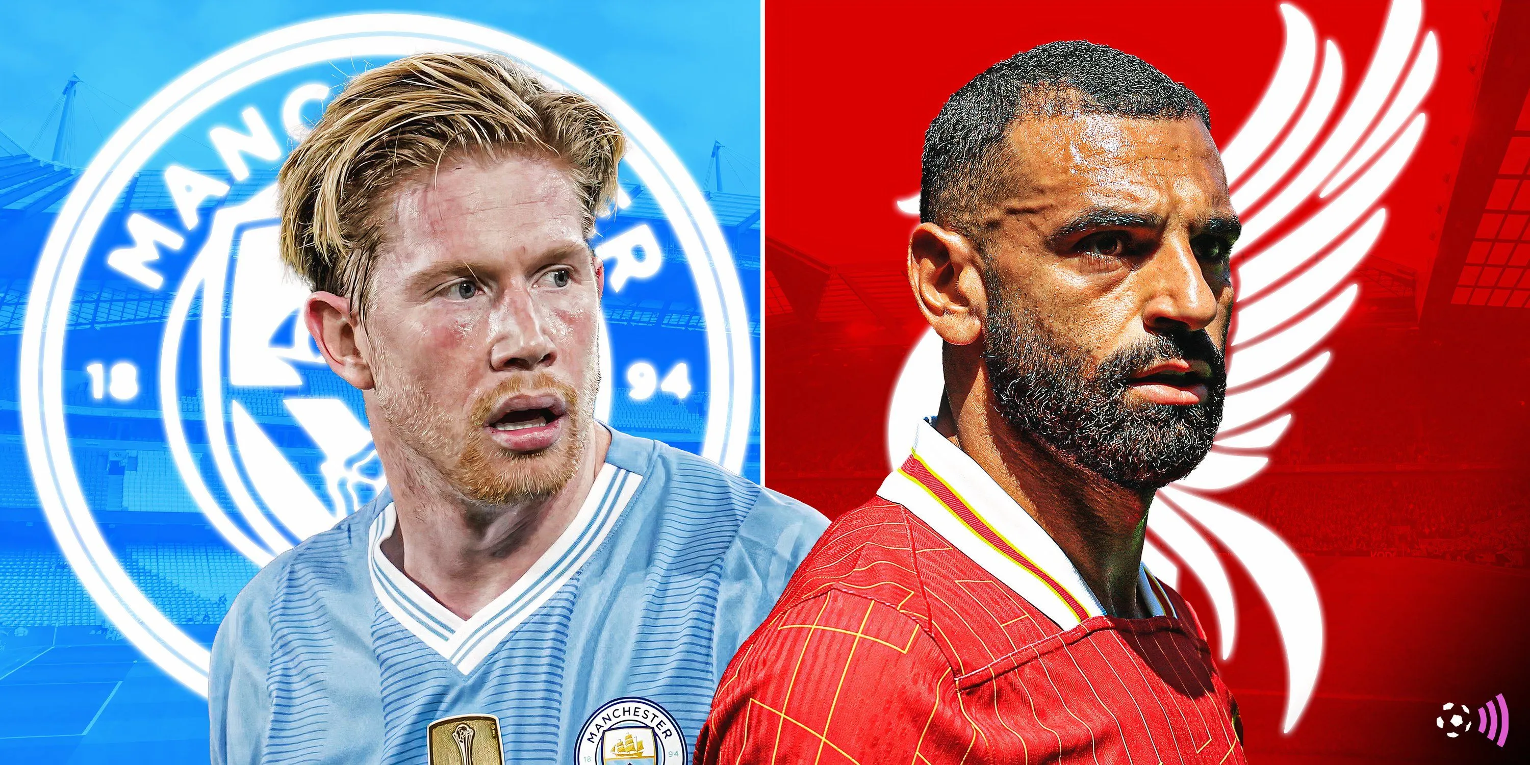Hình ảnh Salah (Liverpool) và De Bruyne (Man City) trong một trận đấu Premier League