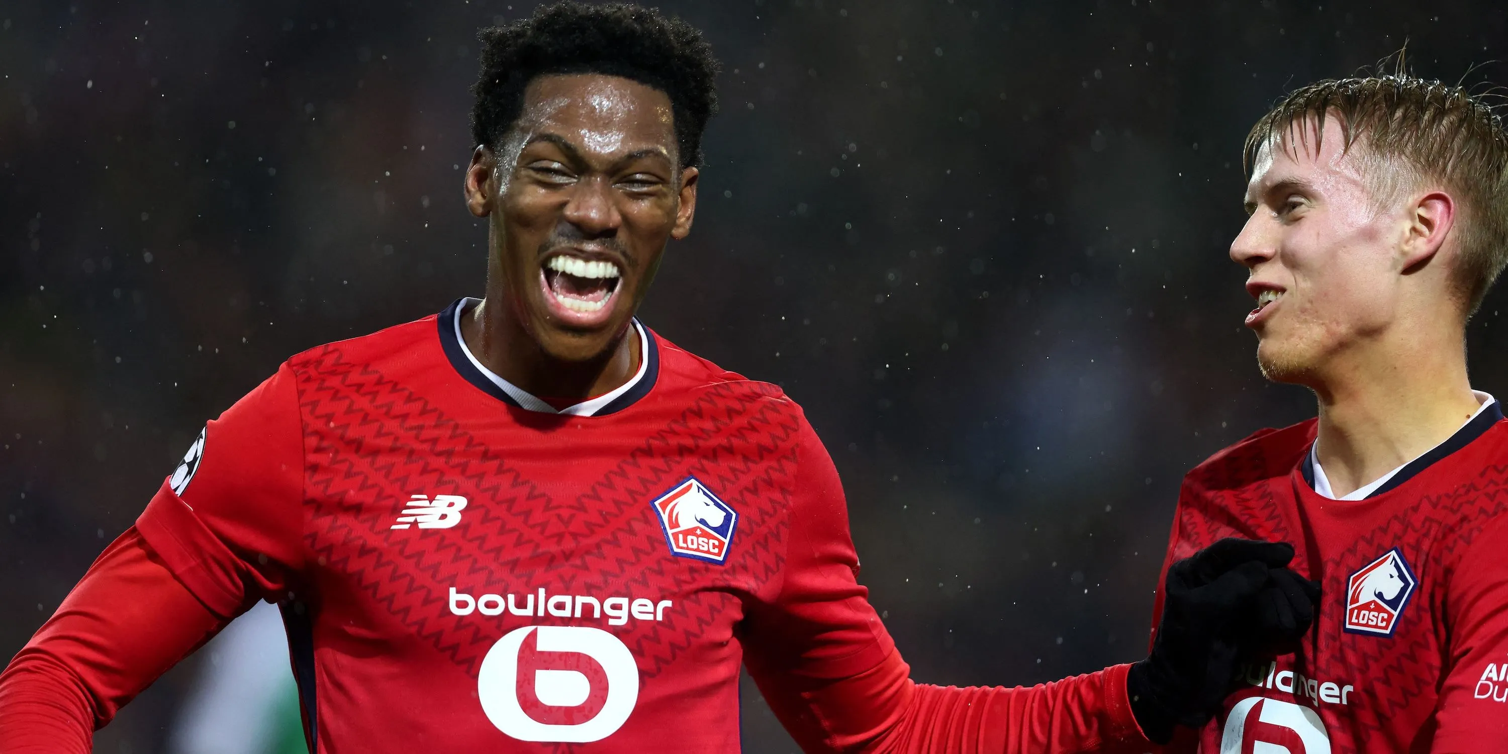 Jonathan David ăn mừng bàn thắng cho Lille mùa giải 2024/25