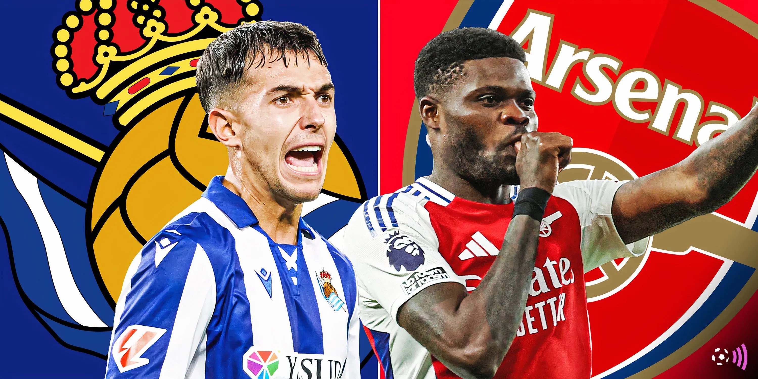 Martin Zubimendi (trái) và Thomas Partey (phải), người Zubimendi có thể thay thế hoặc đá cặp tại Arsenal