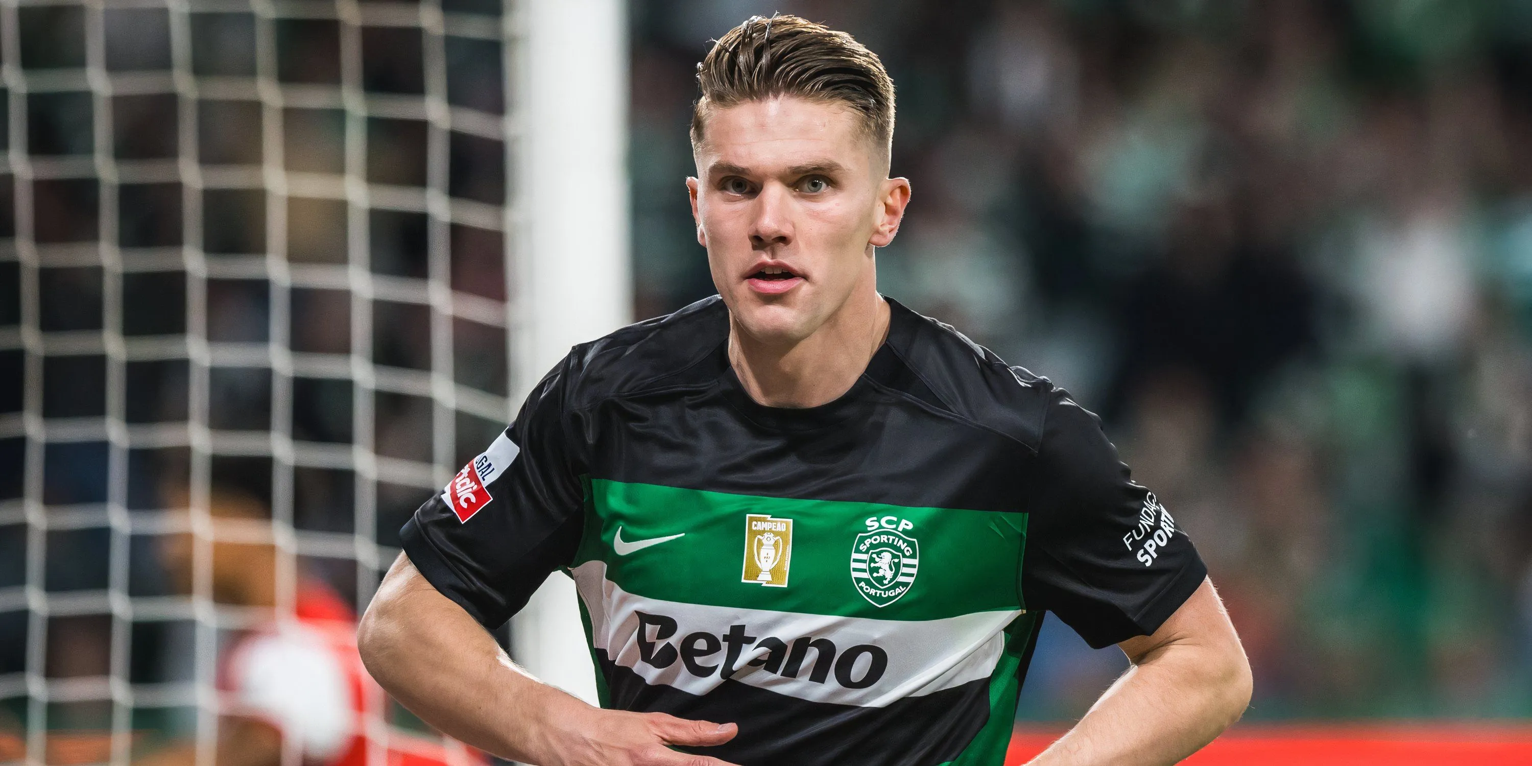 Tiền đạo Viktor Gyokeres ăn mừng bàn thắng cho Sporting CP, mục tiêu chuyển nhượng của Arsenal và Manchester United.