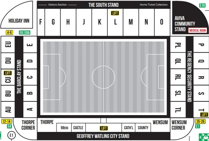 Bản đồ sơ đồ chỗ ngồi sân Carrow Road