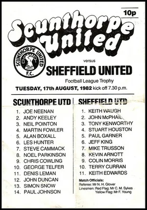 Bìa chương trình trận đấu năm 1982 của Scunthorpe United