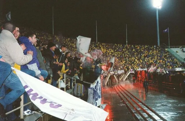 Cổ động viên Fiorentina cuồng nhiệt trên khán đài Stadio Artemio Franchi