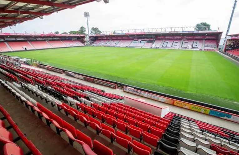 Góc nhìn từ khán đài xuống mặt sân cỏ tại Vitality Stadium