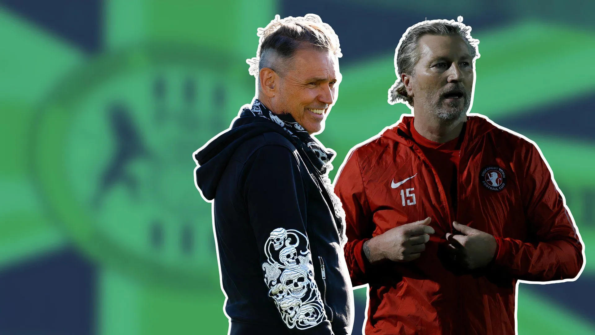 Robbie Savage cùng chủ tịch Dale Vince tại Forest Green Rovers