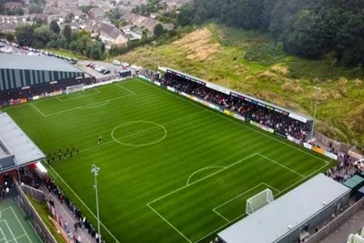 Sân vận động Flamingo Land của Scarborough Athletic FC nhìn từ trên cao