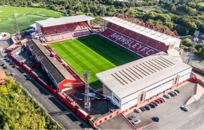 Sân vận động Oakwell nhìn từ trên cao, sân nhà của Barnsley FC
