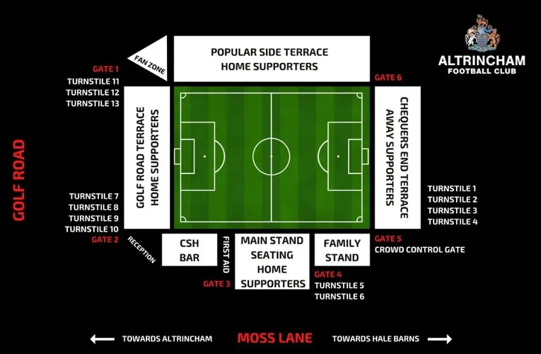 Sơ đồ bố trí các khán đài J Davidson Stadium