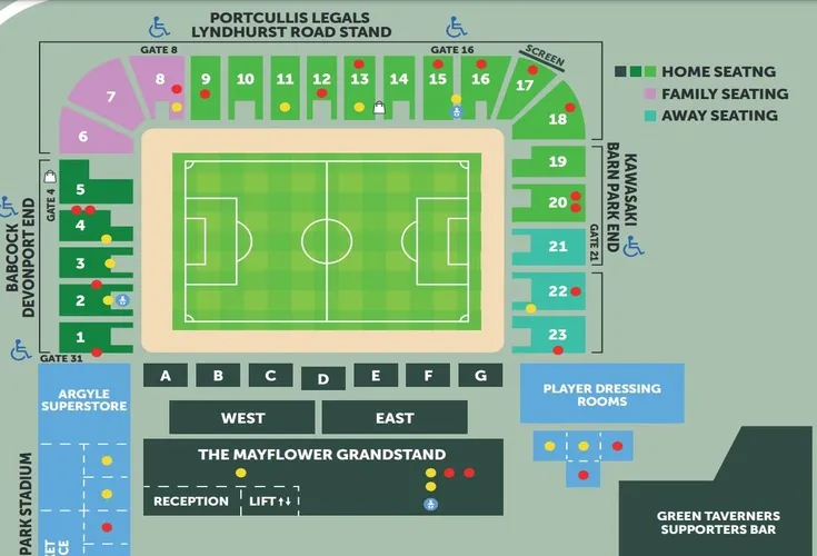 Sơ đồ bố trí chỗ ngồi sân vận động Home Park