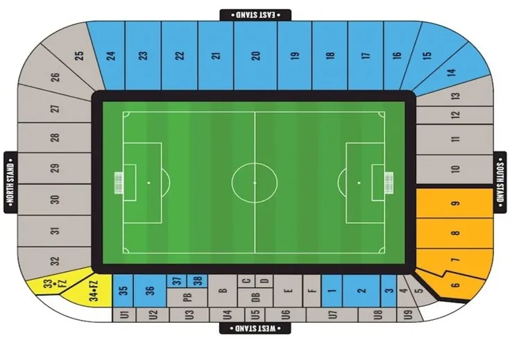 Sơ đồ chỗ ngồi chi tiết tại Sân vận động Coventry Building Society Arena