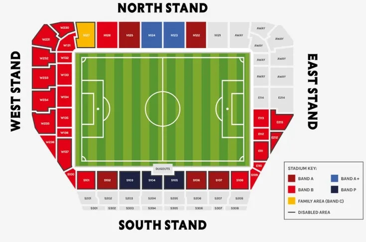 Sơ đồ chỗ ngồi sân Gtech Community Stadium của Brentford
