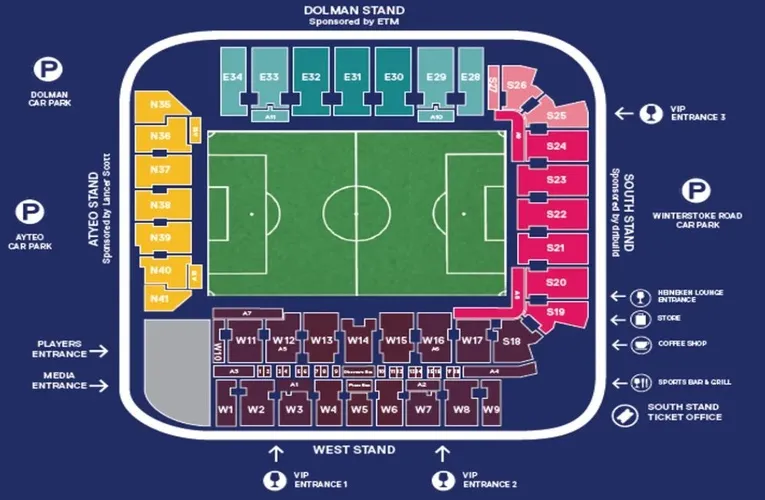 Sơ đồ chỗ ngồi sân Plainmoor Torquay United