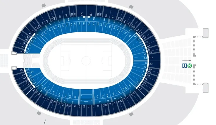 Sơ đồ chỗ ngồi sân vận động Olympiastadion Berlin