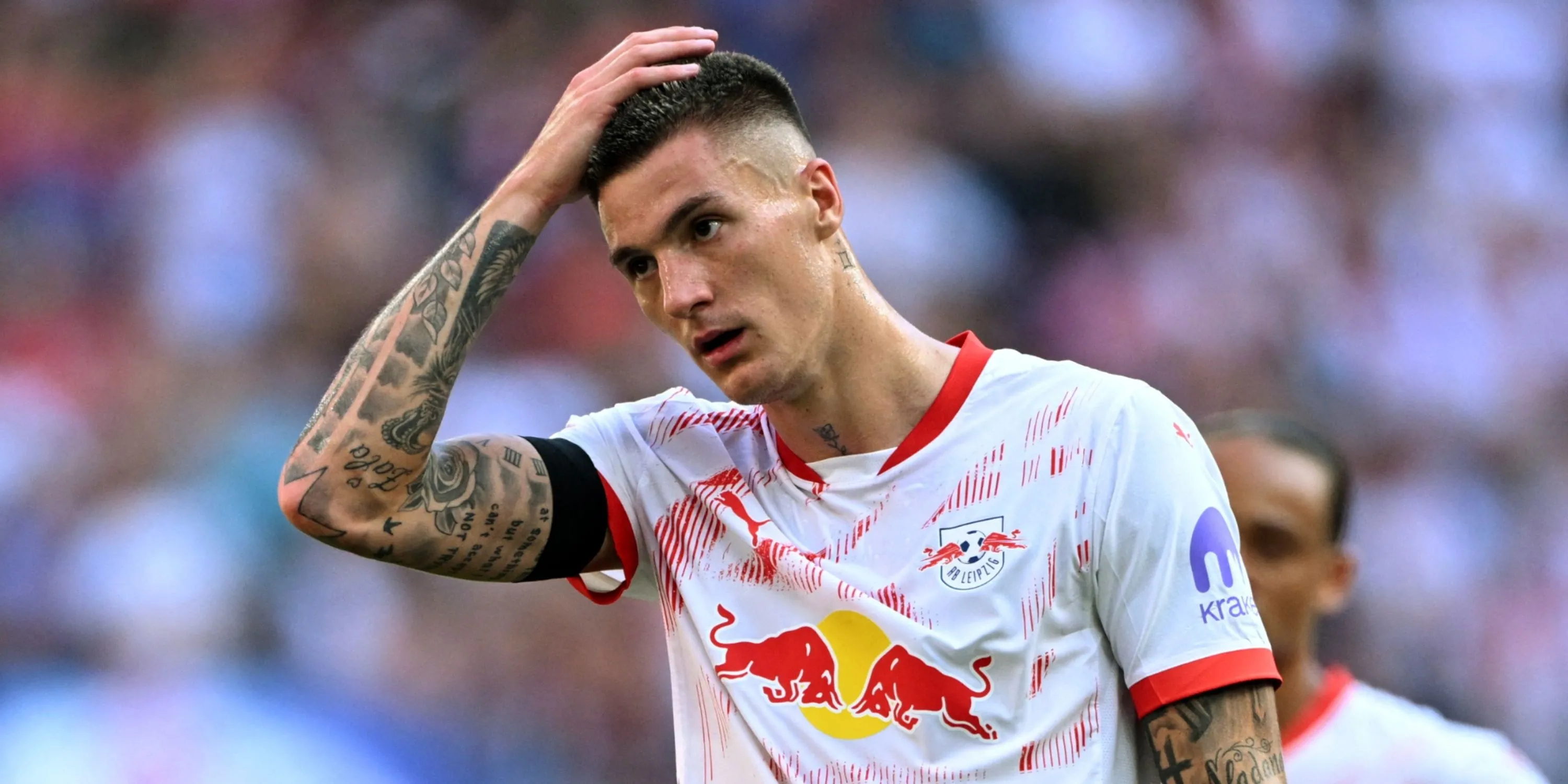Tiền đạo Benjamin Sesko, mục tiêu của Man Utd, từng được liên hệ với Arsenal ở Premier League