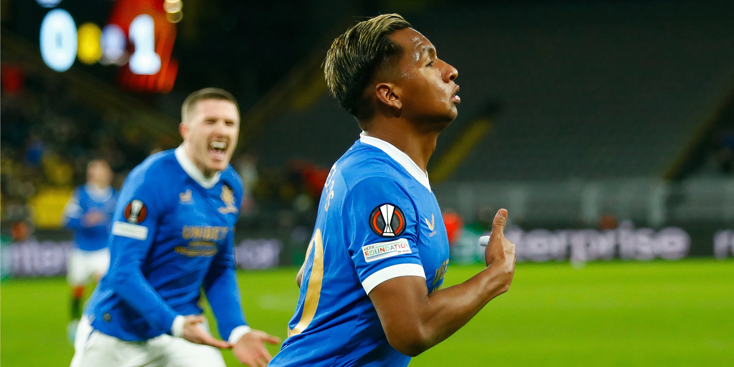 Alfredo Morelos ăn mừng bàn thắng, biểu tượng ghi bàn của Rangers tại Ibrox