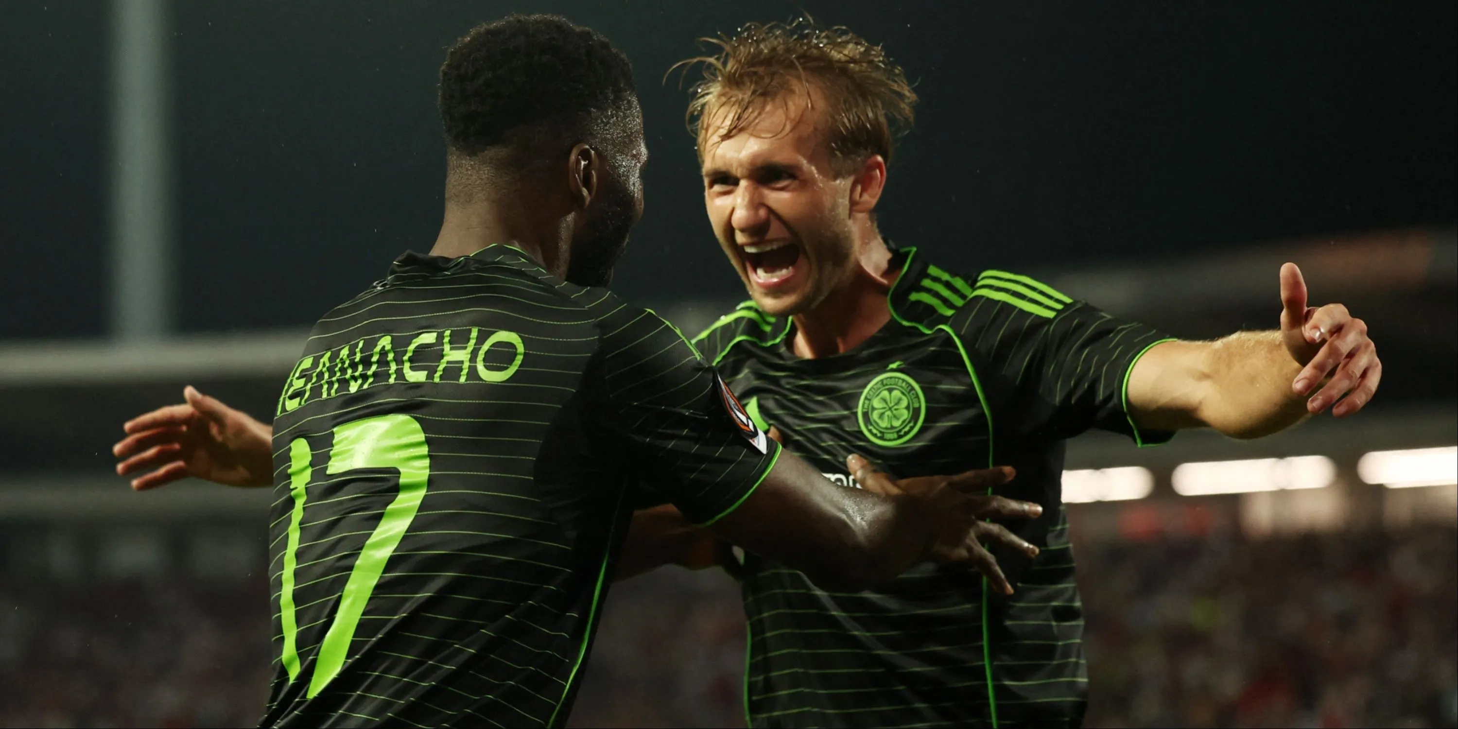 Benjamin Nygren ăn mừng bàn thắng cho Celtic tại Belgrade, tiền đạo/tiền vệ cánh nổi bật với các chỉ số tấn công hàng đầu