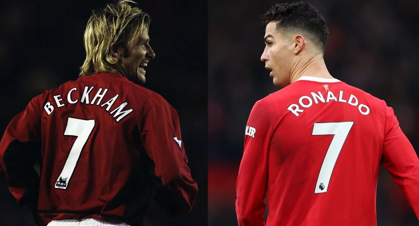 David Beckham và Cristiano Ronaldo biểu tượng áo số 7 Manchester United.