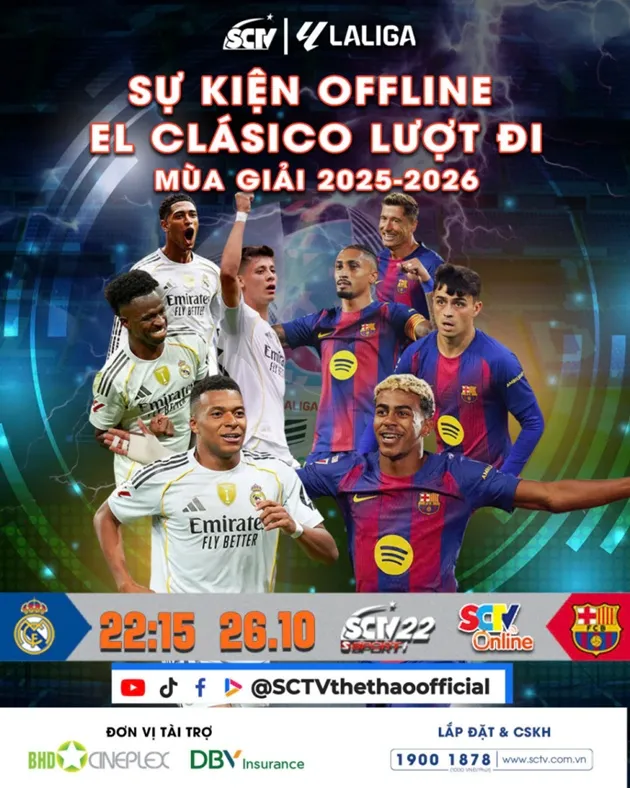 Poster sự kiện xem El Clásico offline do SCTV và BHD tổ chức tại rạp BHD Ba Tháng Hai