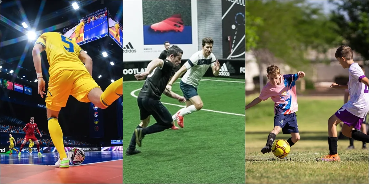 So sánh sân và luật giữa bóng đá 5 người, futsal và bóng đá trẻ em