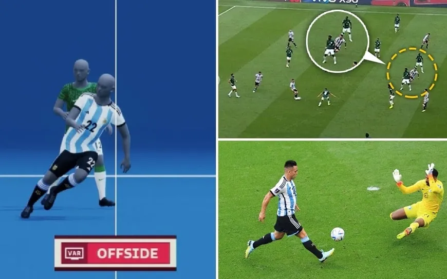 Tình huống dùng công nghệ bắt việt vị bán tự động tại World Cup 2022.